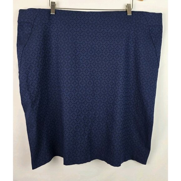 Cato Women's Skirt Plus Size 24W Navy Blue Pencil Skirt Back Slit Elastic Waist - Picture 8 of 8